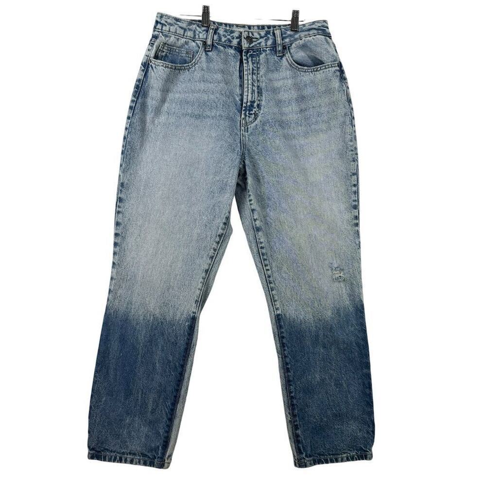 Hidden High Waist Mom Jeans Women Size 31 Blue Denim 90s Dip Dyed Grunge Hip Hop